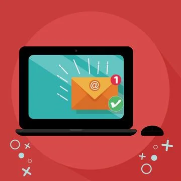 Flying envelope. Concept of direct digital marketing, e mail advertising co.. Stock Illustration