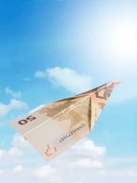 Flying euro plane Stock Illustration