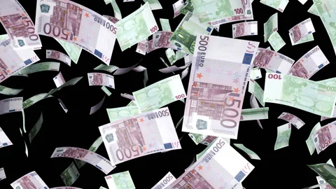 Flying Euros with alpha channel Vídeo Stock 122931895