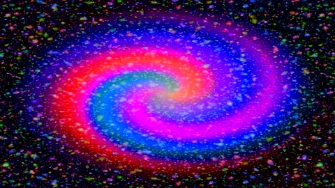 Flying into exploding Star twirl blue purple on galaxy. Abstract colorful galaxy Video stock 200915673