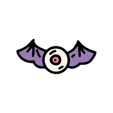 Flying eye color vector doodle simple icon Stock Illustration