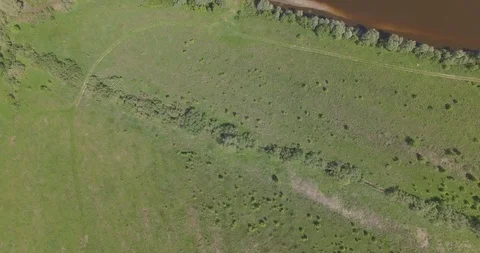 Flying face down over field 스톡 동영상 108745627