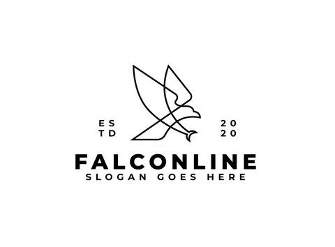 Flying falcon or eagle logo. outline style flying eagle logo Stock Illustration