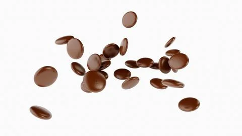 Flying falling Chocolate coated chocolate beans chocolate ball Chocolate Br.. Stock Illustration