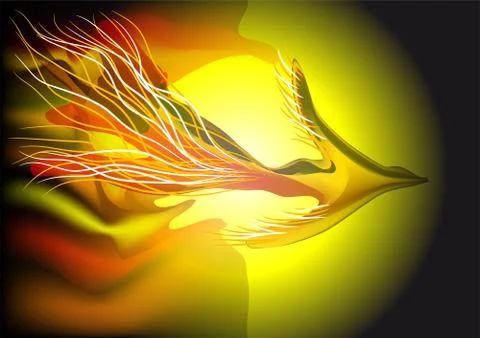 Flying fiery bird Stock Illustration