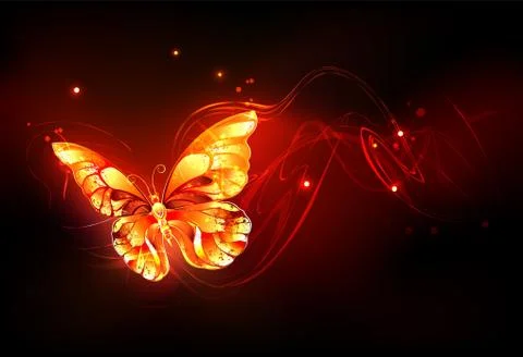 Flying fire butterfly Stock Illustration
