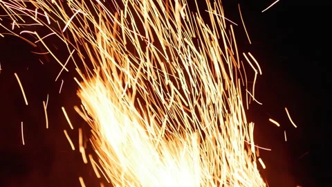 Flying fire sparks on black background. Stock Footage 165093908