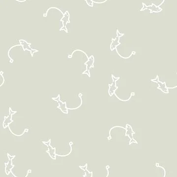 Flying fish toy line vector seamless pattern Stock Illustration