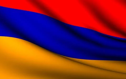 Flying flag of armenia . all countries collection . Stock Illustration