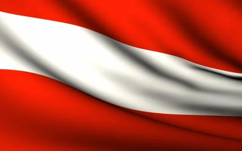Flying flag of austria . all countries collection . Stock Illustration