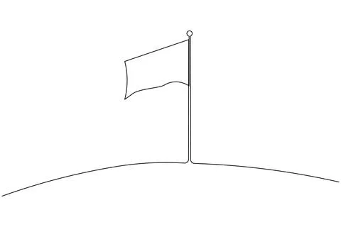 Flying flag continuous line drawing minimal style isolated illustration wit.. Stock Illustration