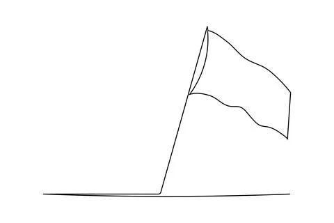 Flying flag continuous line drawing minimal style isolated illustration wit.. Stock Illustration