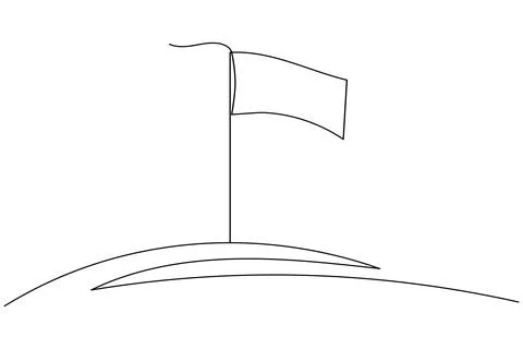 Flying flag continuous line drawing minimal style isolated illustration wit.. Stock Illustration