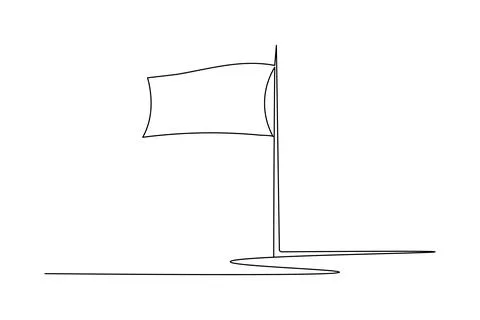 Flying flag continuous line drawing minimal style isolated illustration wit.. Stock Illustration