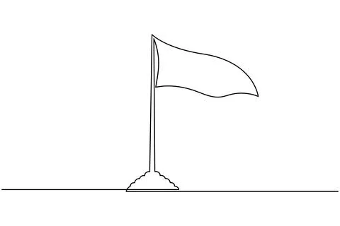 Flying flag continuous line drawing minimal style isolated illustration wit.. Stock Illustration