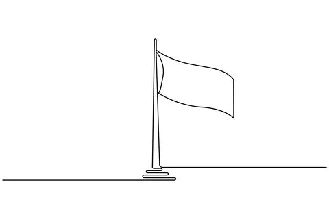 Flying flag continuous line drawing minimal style isolated illustration wit.. Illustrazione stock