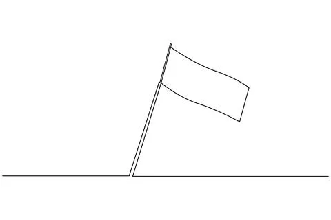 Flying flag continuous line drawing minimal style isolated illustration wit.. Stock Illustration