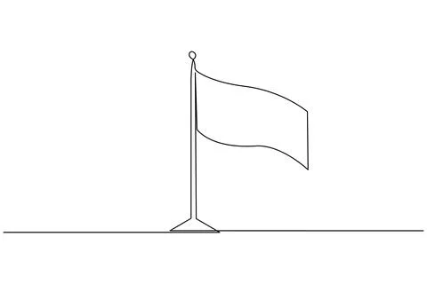 Flying flag continuous line drawing minimal style isolated illustration wit.. Stock Illustration