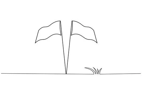 Flying flag continuous line drawing minimal style isolated illustration wit.. Stock Illustration