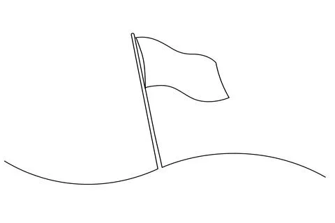 Flying flag continuous line drawing minimal style isolated illustration wit.. Stock Illustration