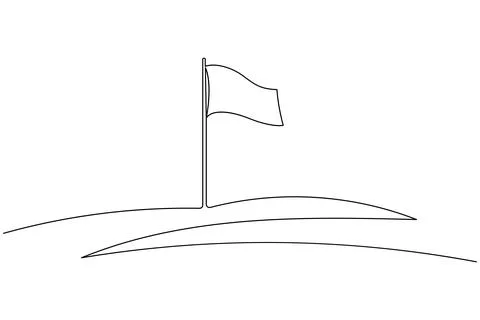 Flying flag continuous line drawing minimal style isolated illustration wit.. Stock Illustration