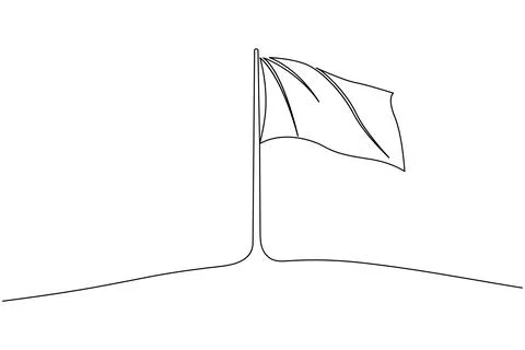 Flying flag continuous line drawing minimal style isolated illustration wit.. Stock Illustration