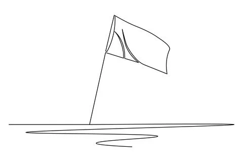 Flying flag continuous line drawing minimal style isolated illustration wit.. Stock Illustration