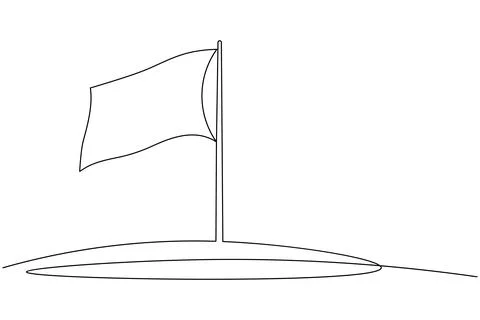 Flying flag continuous line drawing minimal style isolated illustration wit.. Stock Illustration