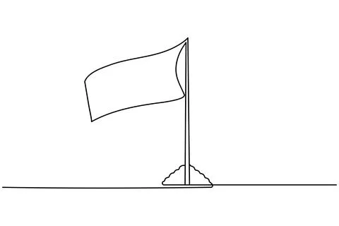 Flying flag continuous line drawing minimal style isolated illustration wit.. Stock Illustration