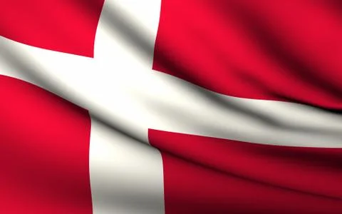 Flying flag of denmark . all countries collection . Stock Illustration