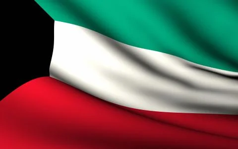 Flying flag of kuwait . all countries collection . Stock Illustration