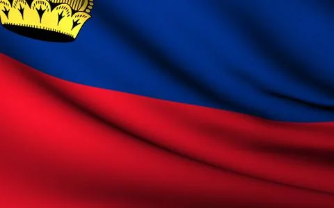 Flying flag of liechtenstein . all countries collection . Stock Illustration