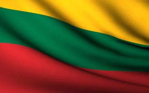 Flying flag of lithuania . all countries collection . Stock Illustration