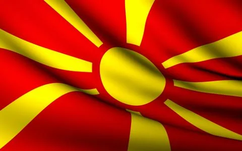 Flying flag of macedonia . all countries collection . Stock Illustration