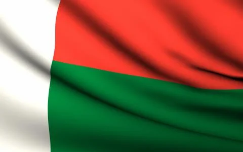 Flying flag of madagascar . all countries collection . Stock Illustration