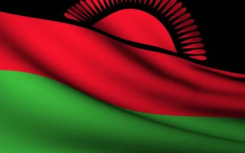 Flying flag of malawi . all countries collection . Stock Illustration