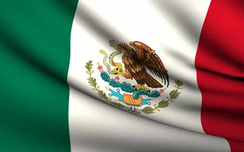 Flying flag of mexico . all countries collection . Stock Illustration