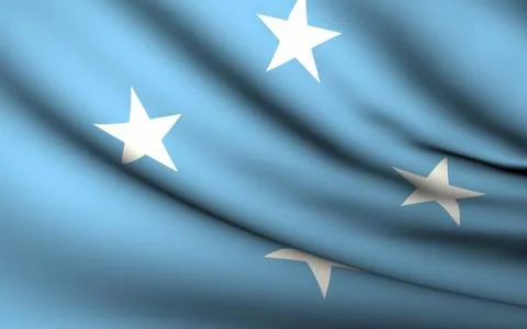 Flying flag of micronesia . all countries collection . Stock Illustration
