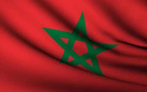 Flying flag of morocco . all countries collection . Stock Illustration
