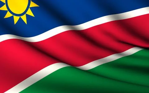 Flying flag of namibia . all countries collection . Stock Illustration