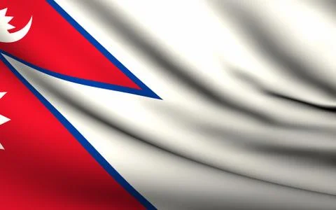 Flying flag of nepal . all countries collection . Stock Illustration
