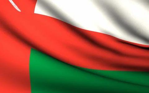 Flying flag of oman . all countries collection . Stock Illustration