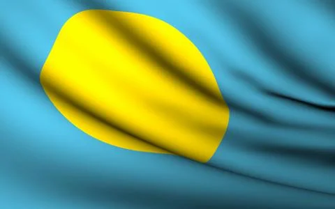 Flying flag of palau . all countries collection . Stock Illustration