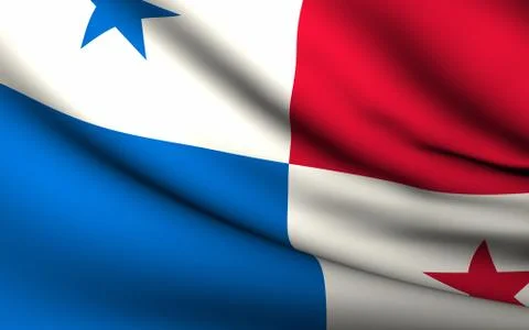 Flying flag of panama . all countries collection . Stock Illustration
