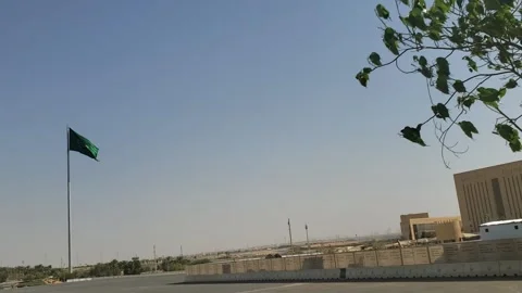 Flying flag of Saudi Arabia Stock Footage 135890237