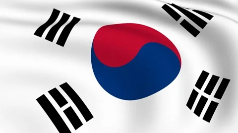 Flying flag of south korea | looped | Stock Footage