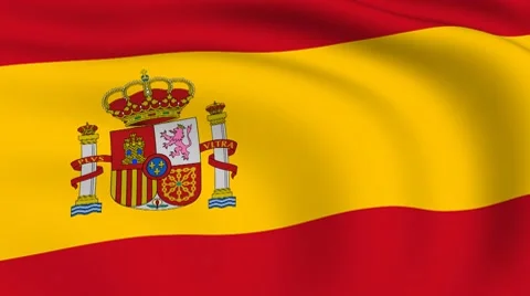 Flying flag of spain | looped | Stock Footage 8827304
