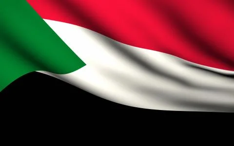 Flying flag of sudan . all countries collection . Stock Illustration
