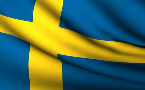 Flying flag of sweden . all countries collection . Stock Illustration