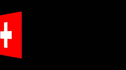 Flying flag of the Switzerland Stock Footage 88122829